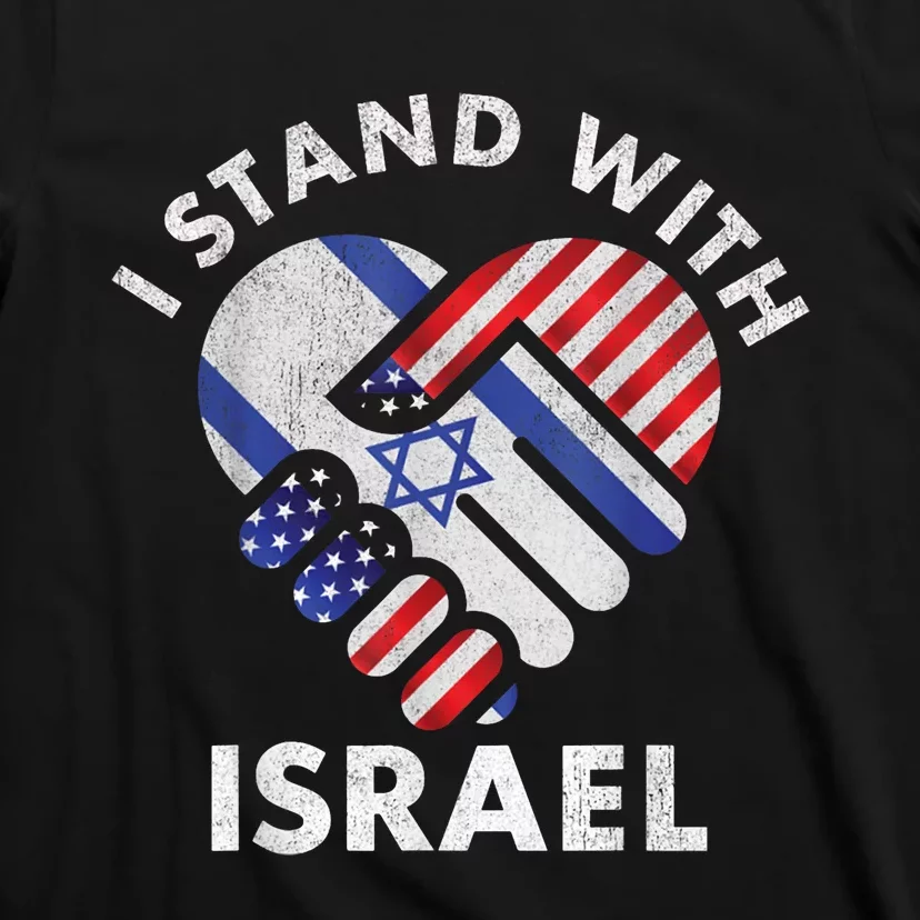 I Stand With Israel USA American Flag Israeli Flag T-Shirt