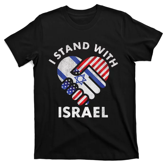 I Stand With Israel USA American Flag Israeli Flag T-Shirt