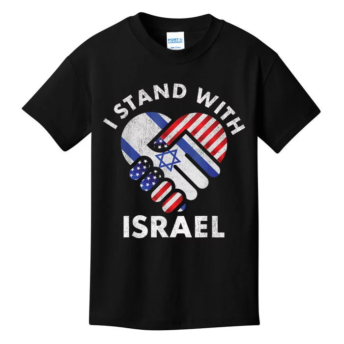 I Stand With Israel USA American Flag Israeli Flag Kids T-Shirt