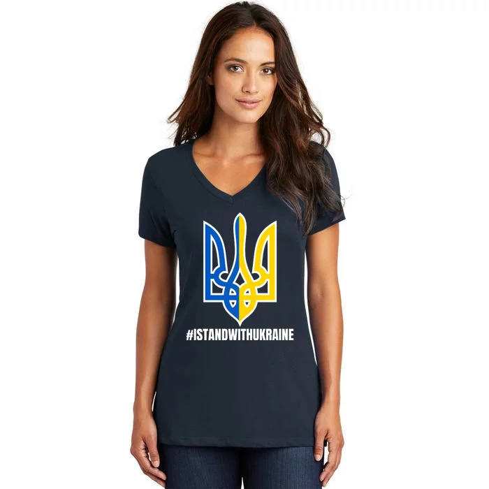 I Stand With Ukraine Flag Support Free Ukrainians Women's V-Neck T-Shirt