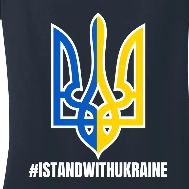 I Stand With Ukraine Flag Support Free Ukrainians Women's V-Neck T-Shirt