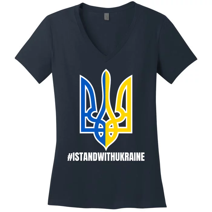 I Stand With Ukraine Flag Support Free Ukrainians Women's V-Neck T-Shirt