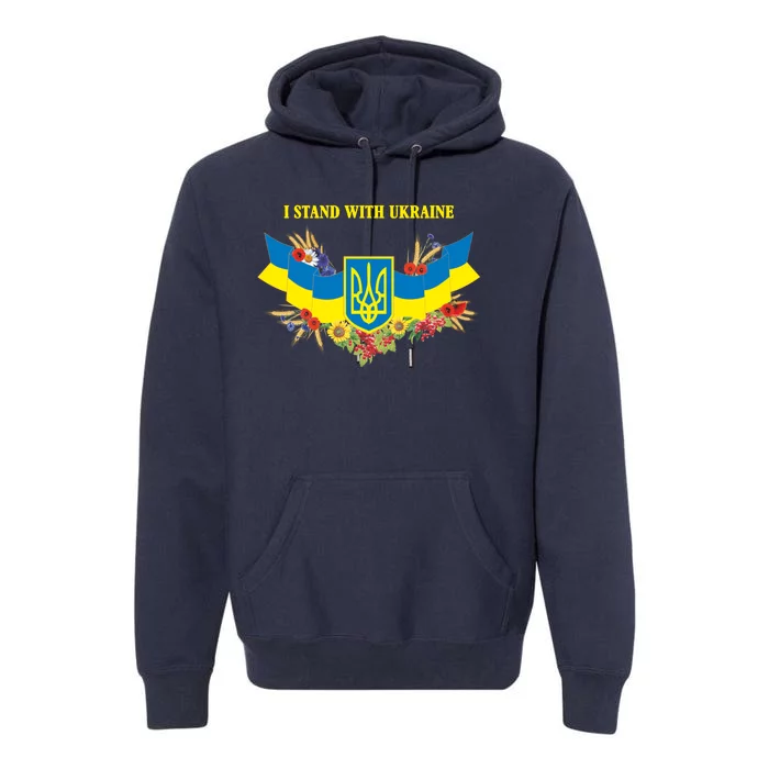 I Stand With Ukraine Floral Premium Hoodie