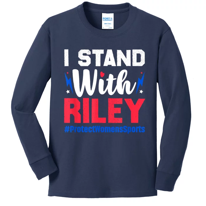 I Stand With Riley Gaines Protect Women Sports Support Kids Long Sleeve Shirt