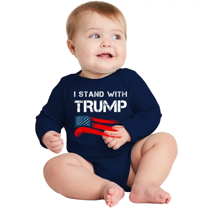 I Stand With Trump Pro Trump Supporter Free Trump Baby Long Sleeve Bodysuit