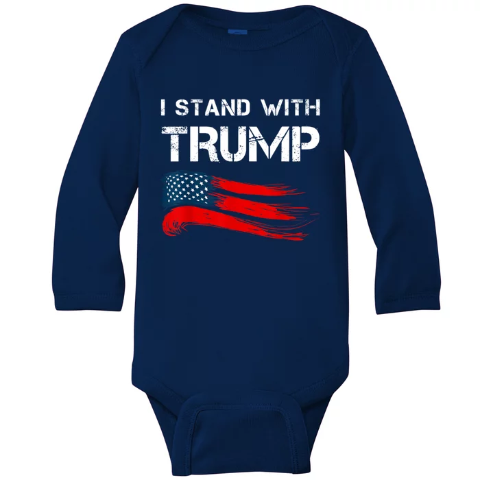 I Stand With Trump Pro Trump Supporter Free Trump Baby Long Sleeve Bodysuit