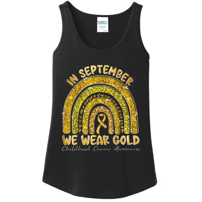 In September We Wear Gold Childhood Cancer Awareness Ladies Essential Tank