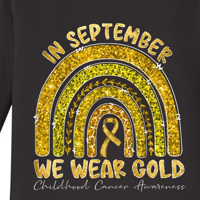 In September We Wear Gold Childhood Cancer Awareness Baby Long Sleeve Bodysuit