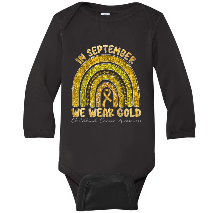 In September We Wear Gold Childhood Cancer Awareness Baby Long Sleeve Bodysuit