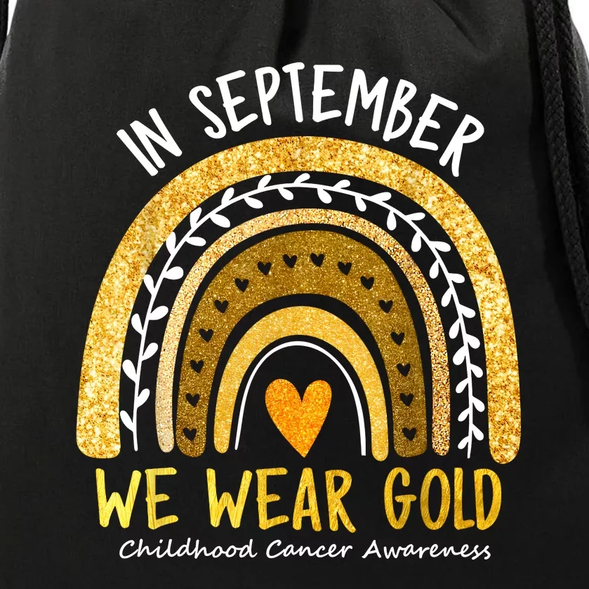 In September We Wear Gold Childhood Cancer Awareness Drawstring Bag