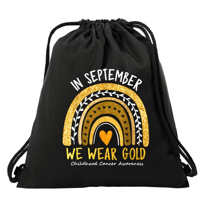 In September We Wear Gold Childhood Cancer Awareness Drawstring Bag