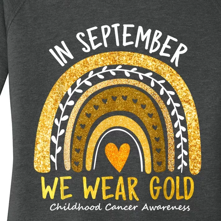 In September We Wear Gold Childhood Cancer Awareness Women's Perfect Tri Tunic Long Sleeve Shirt