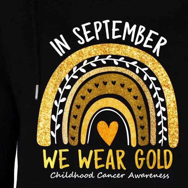 In September We Wear Gold Childhood Cancer Awareness Womens Funnel Neck Pullover Hood