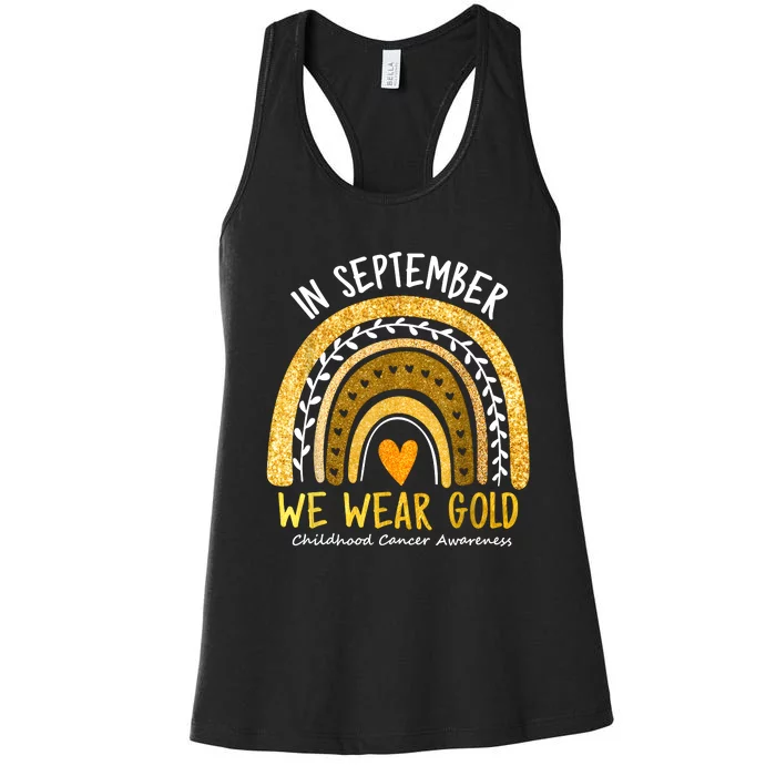 In September We Wear Gold Childhood Cancer Awareness Women's Racerback Tank