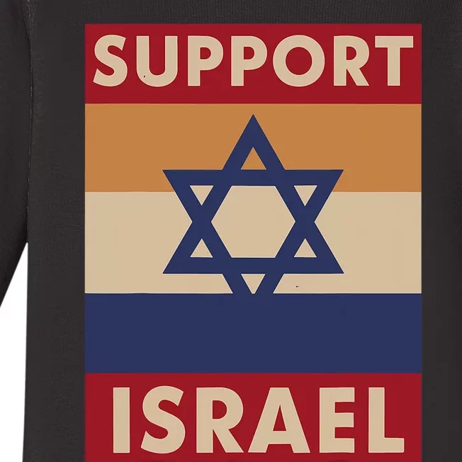 I Stand With Israel Support Israel Strong Israel War Baby Long Sleeve Bodysuit