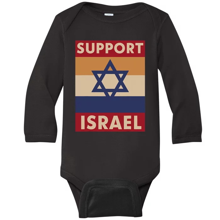 I Stand With Israel Support Israel Strong Israel War Baby Long Sleeve Bodysuit