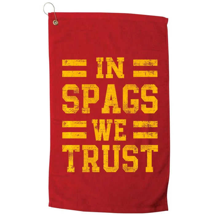 In Spags We Trust Funny Red Saying Platinum Collection Golf Towel