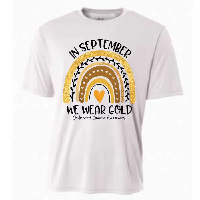 In September We Wear Gold Rainbow Childhood Cancer Awareness Cooling Performance Crew T-Shirt