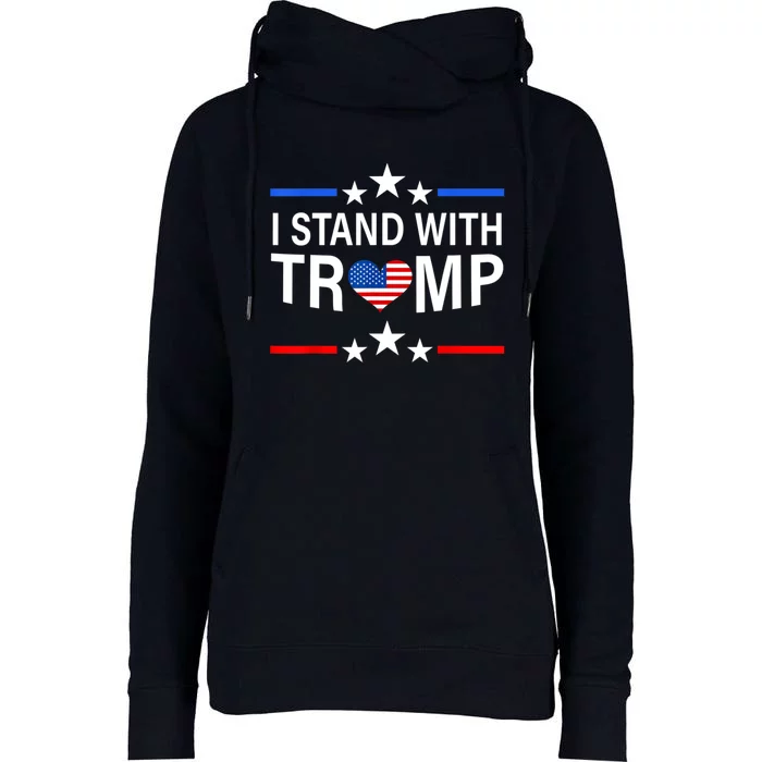 I Stand With Trump Pro Trump Supporter Free Trump Womens Funnel Neck Pullover Hood