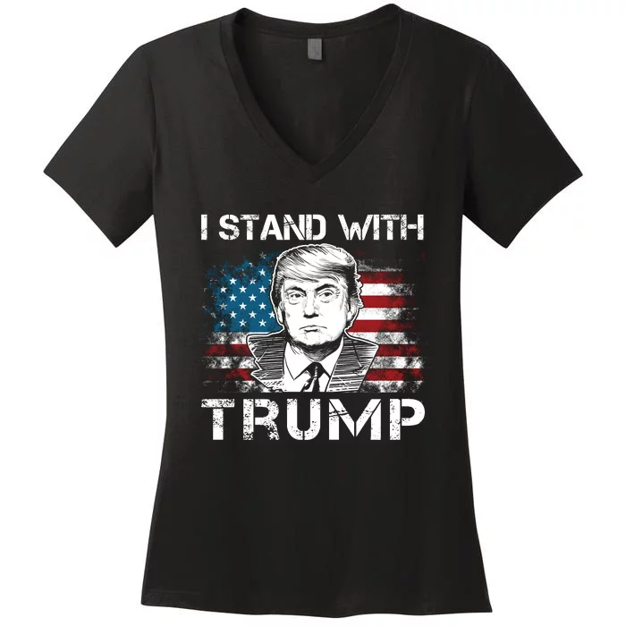 I Stand With Trump Pro Trump Supporter Free Trump Women's V-Neck T-Shirt