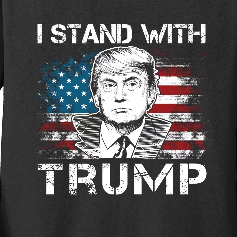 I Stand With Trump Pro Trump Supporter Free Trump Kids Long Sleeve Shirt