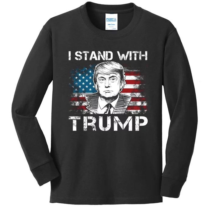 I Stand With Trump Pro Trump Supporter Free Trump Kids Long Sleeve Shirt