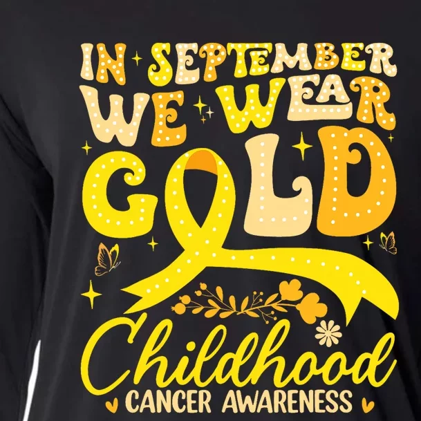 In September We Wear Gold Childhood Cancer Awareness Groovy Cooling Performance Long Sleeve Crew