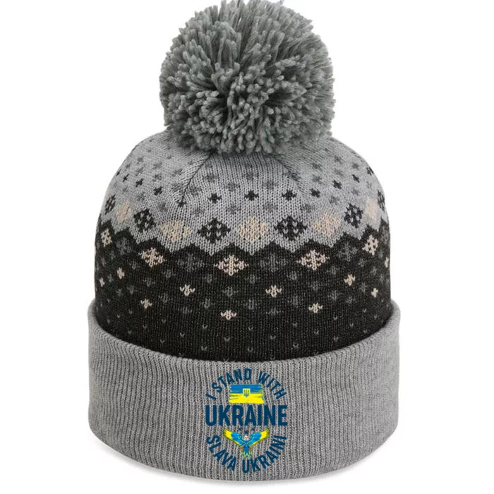 I Stand With Ukraine Slava Ukraini The Baniff Cuffed Pom Beanie