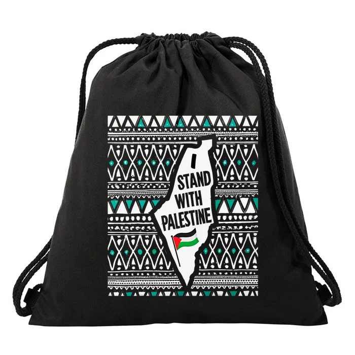 I Stand With Palestine Quote A Free Palestine Design Drawstring Bag