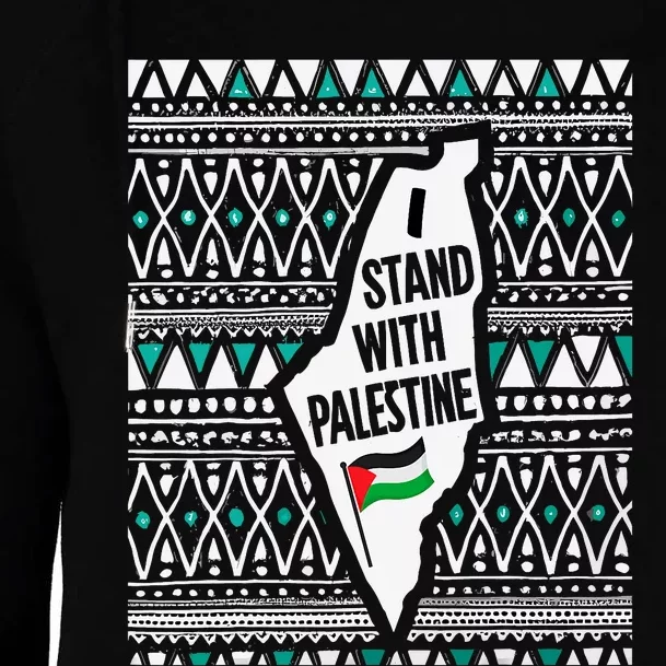 I Stand With Palestine Quote A Free Palestine Design Womens Funnel Neck Pullover Hood