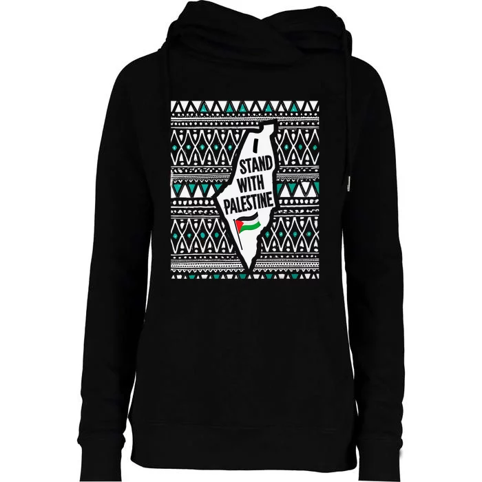 I Stand With Palestine Quote A Free Palestine Design Womens Funnel Neck Pullover Hood