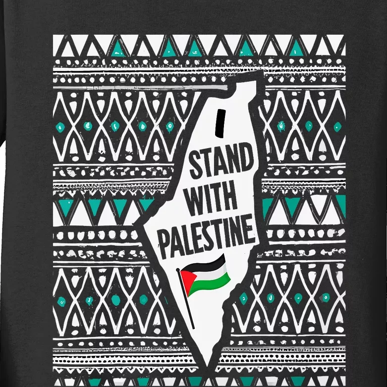 I Stand With Palestine Quote A Free Palestine Design Kids Long Sleeve Shirt