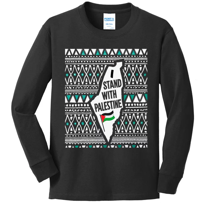 I Stand With Palestine Quote A Free Palestine Design Kids Long Sleeve Shirt