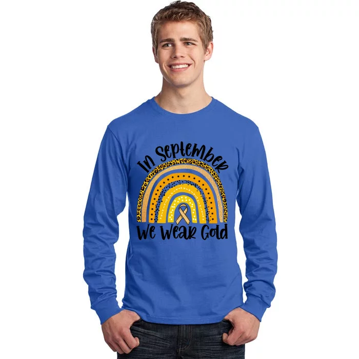 In September We Wear Gold Rainbow Hood Cancer Awareness Gift Tall Long Sleeve T-Shirt