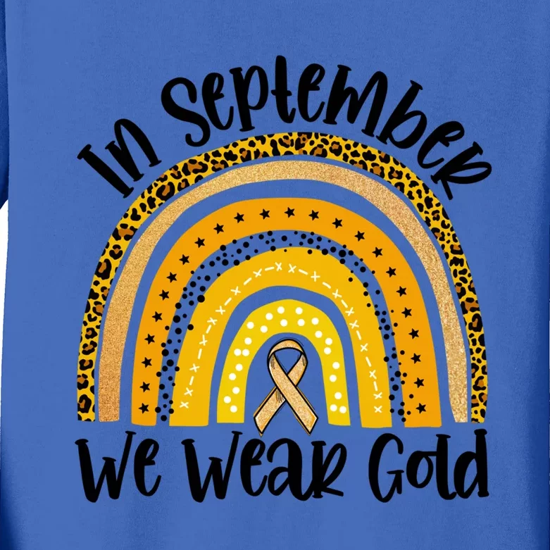 In September We Wear Gold Rainbow Hood Cancer Awareness Gift Kids Long Sleeve Shirt