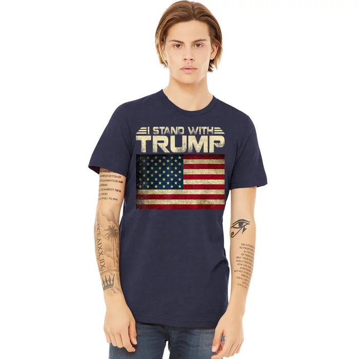 I Stand With Trump American Flag Trump Indicted Premium T-Shirt