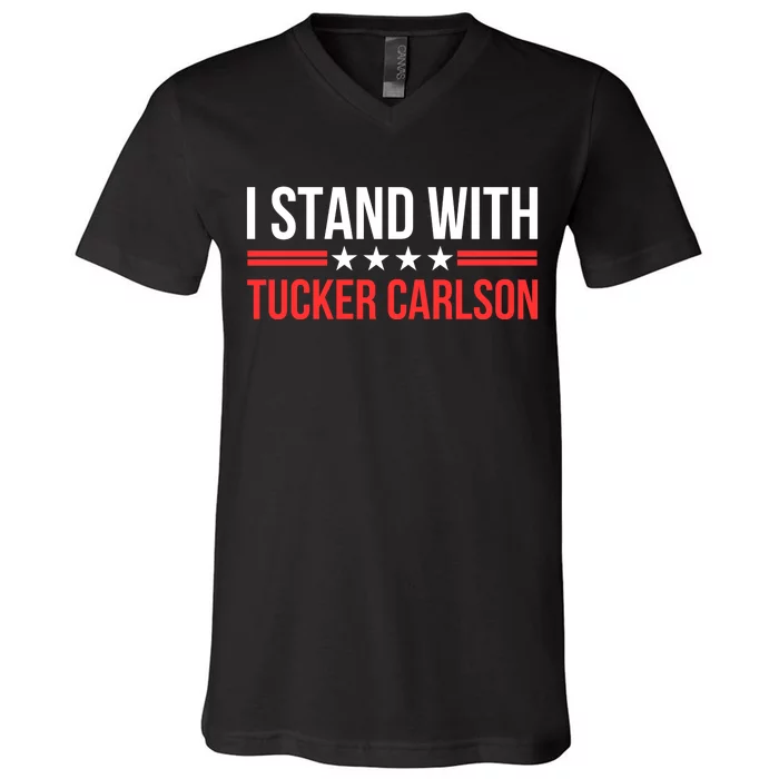 I Stand With Tucker Carlson V-Neck T-Shirt