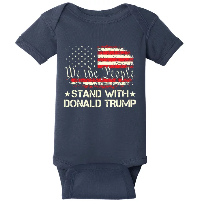 I Stand With Donald Trump Support Pro Trump American Flag Baby Bodysuit