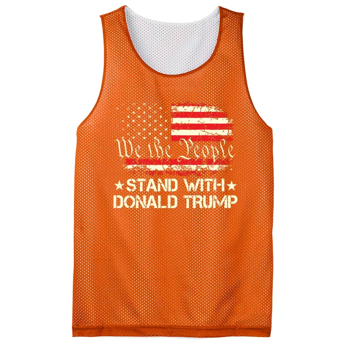 I Stand With Donald Trump Support Pro Trump American Flag Mesh Reversible Basketball Jersey Tank