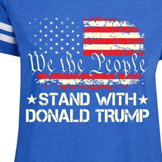 I Stand With Donald Trump Support Pro Trump American Flag Enza Ladies Jersey Football T-Shirt