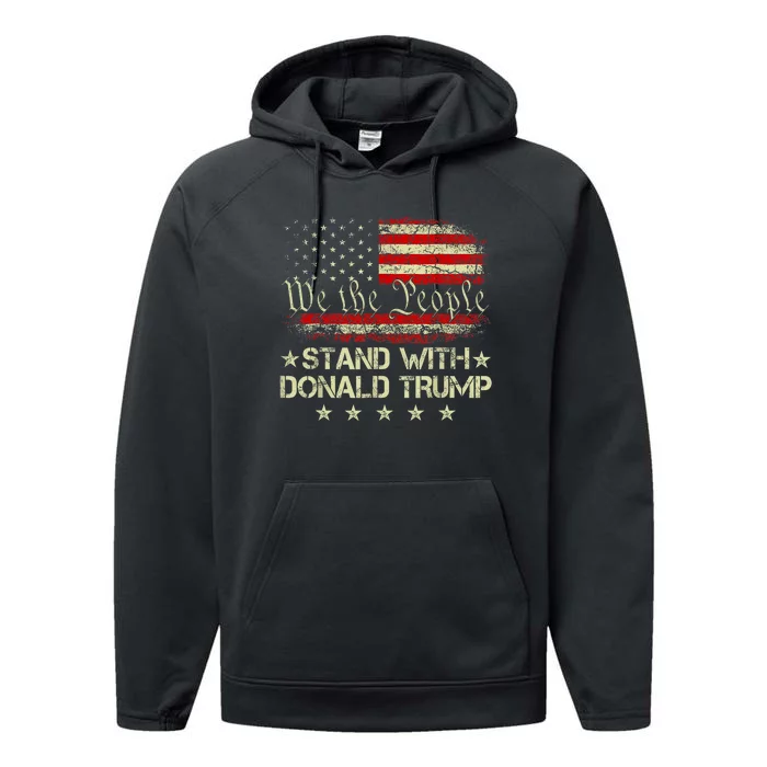 I Stand With Donald Trump 2024 Support Take America Back Performance Fleece Hoodie