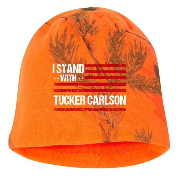 I Stand With Tucker Carlson Vintage American Flag Kati - Camo Knit Beanie