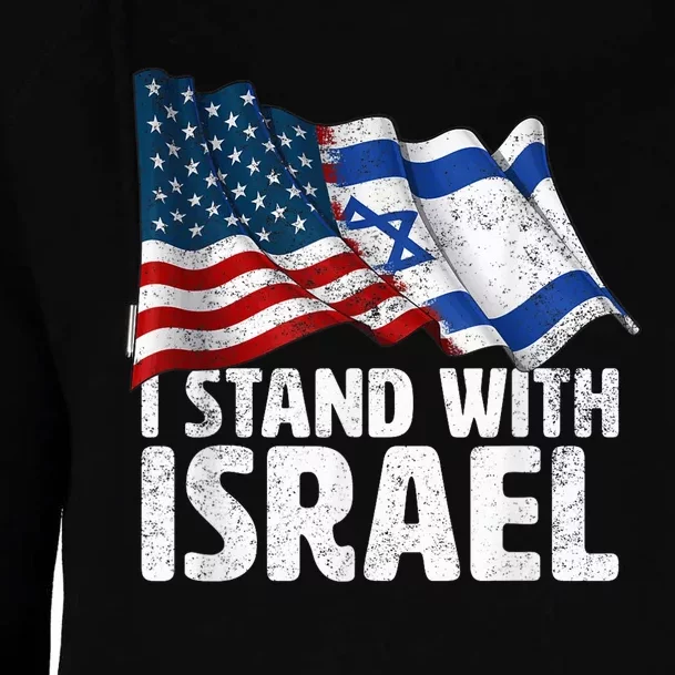 I Stand With Israel USA American Flag w/ Israel Flag Womens Funnel Neck Pullover Hood