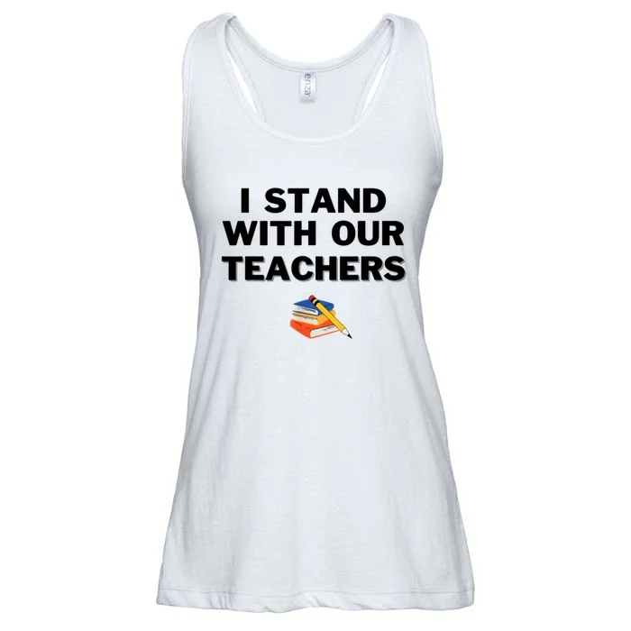 I Stand With Our Teachers & Stand Against Book Banning Ladies Essential Flowy Tank