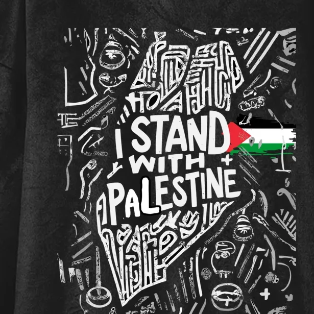 I Stand With Palestine Quote A Free Palestine Design Hooded Wearable Blanket