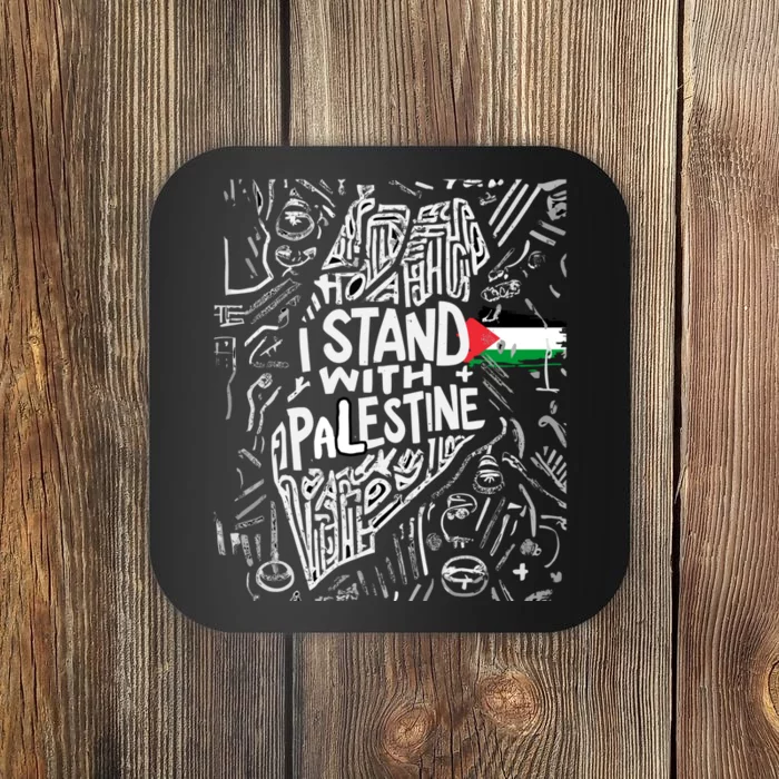 I Stand With Palestine Quote A Free Palestine Design Coaster