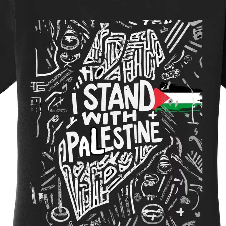 I Stand With Palestine Quote A Free Palestine Design Women's T-Shirt