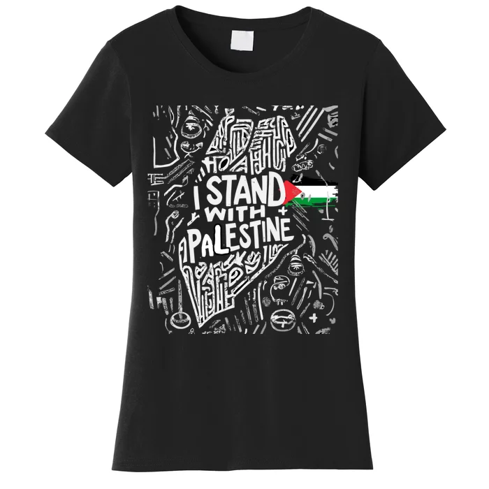 I Stand With Palestine Quote A Free Palestine Design Women's T-Shirt