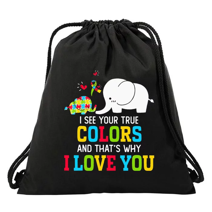 I See Your True Colors Puzzle World Autism Awareness Drawstring Bag