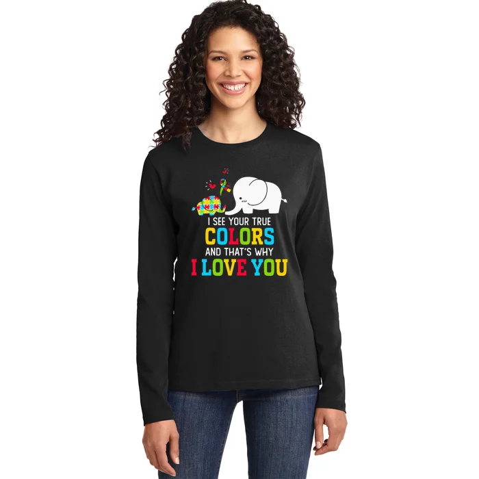 I See Your True Colors Puzzle World Autism Awareness Ladies Long Sleeve Shirt